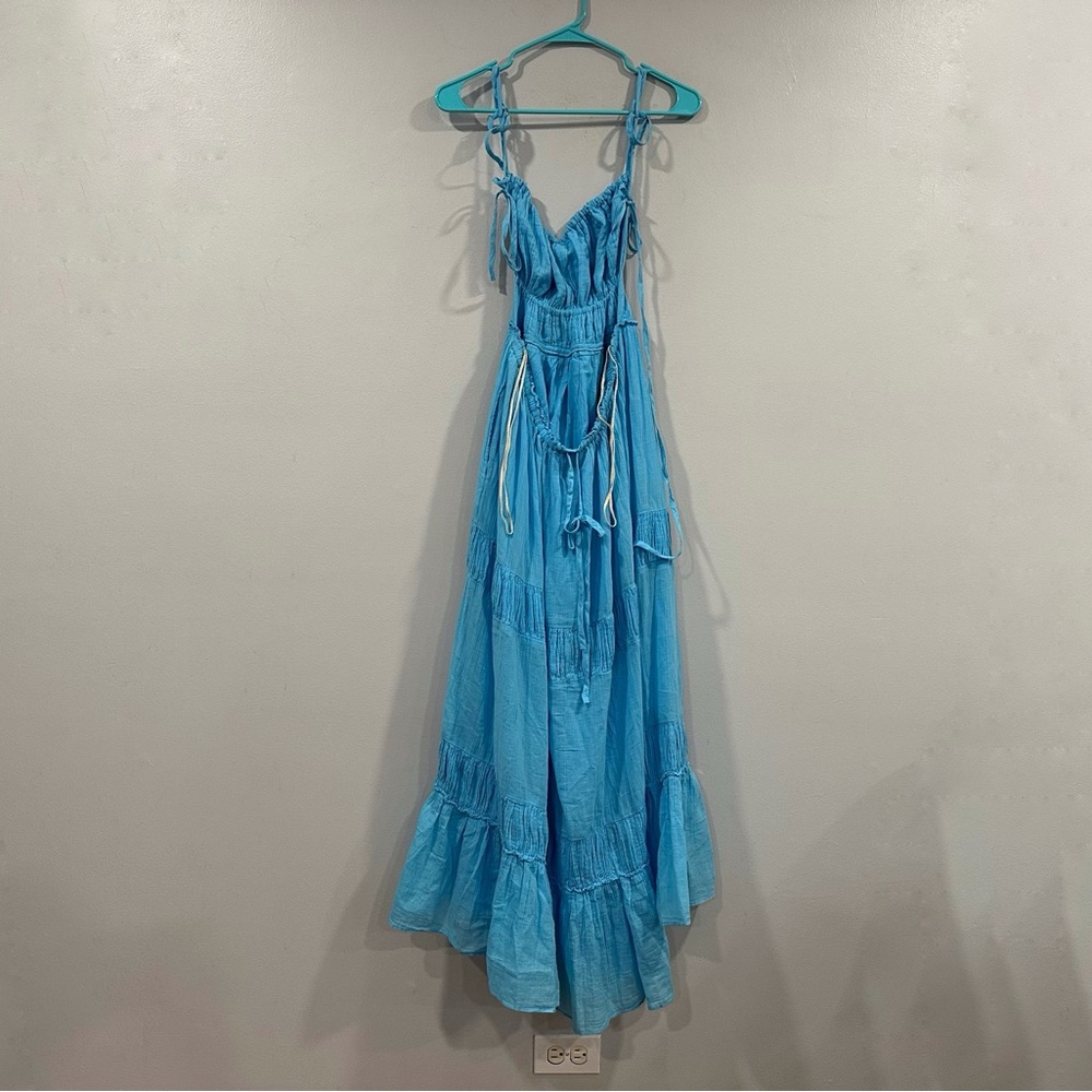 Free People Taking Sides Maxi Dress in Splash Blue XL - Picture 6 of 10